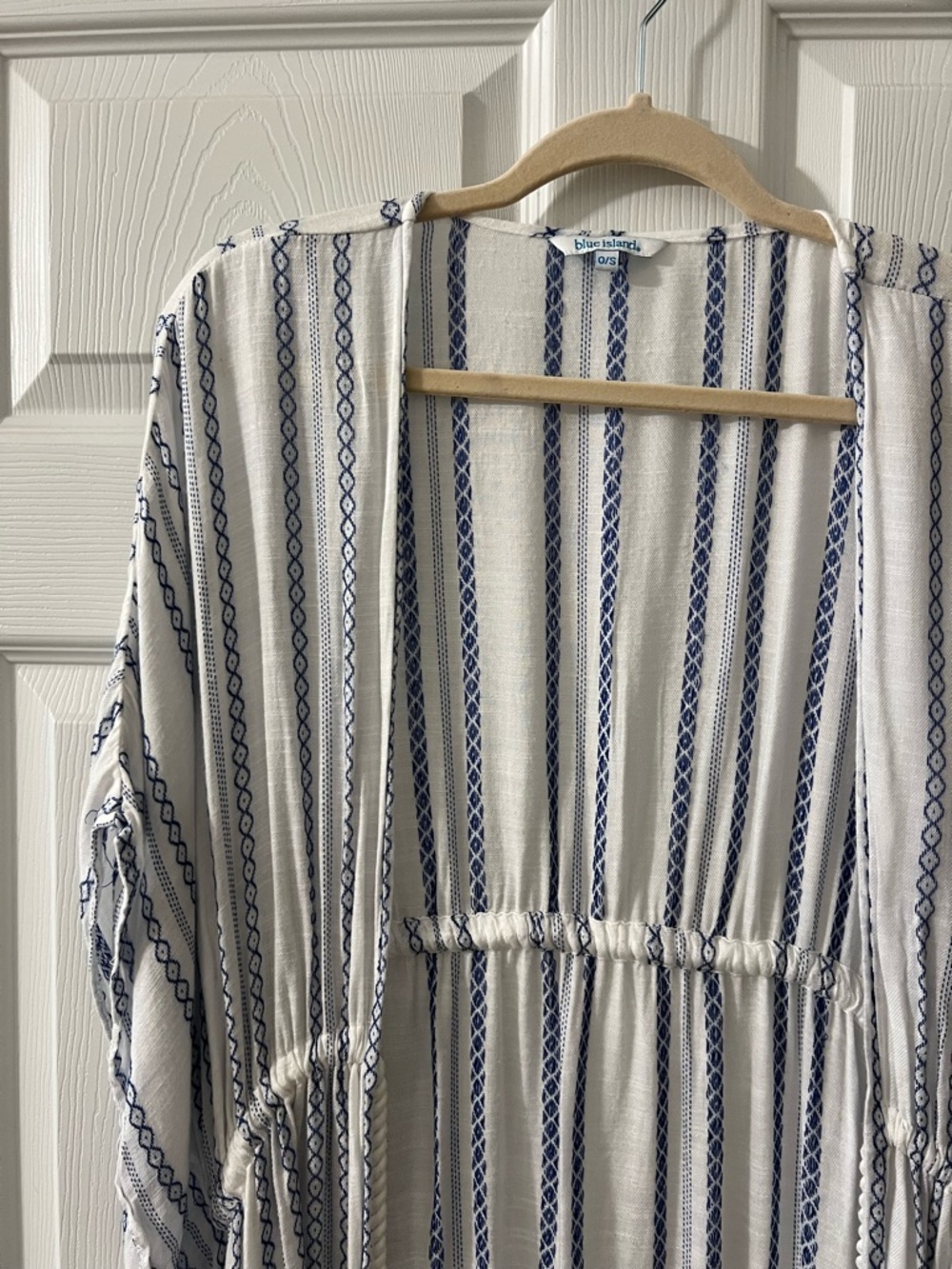 Blue Island Fringe Kimono Shawl Cover-Up - Picture 3 of 7